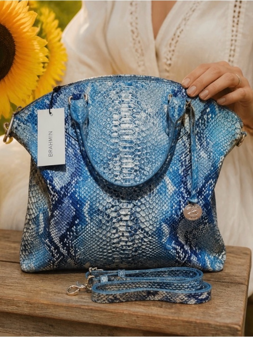 Brahmin Large Duxbury Joyful Oceangrove Genuine Leather Satchel NWT